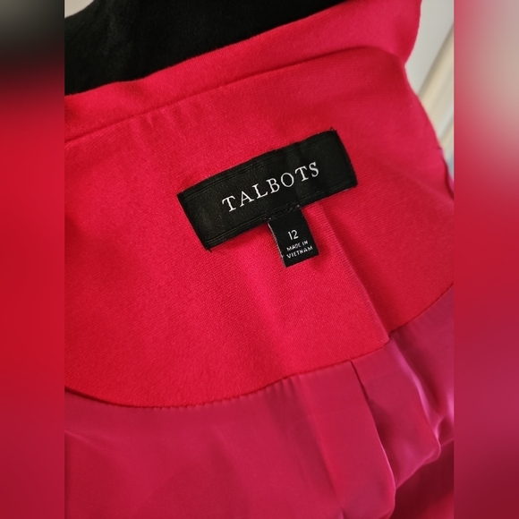 Talbots Vibrant Pink Ruffled Jacket 12 - Picture 5 of 6